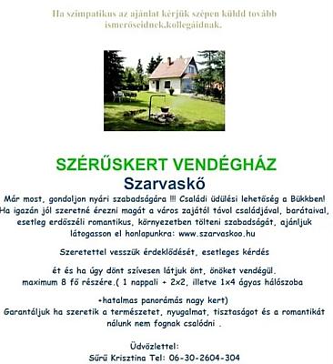 Szérűskert Vendégház Szarvaskő
